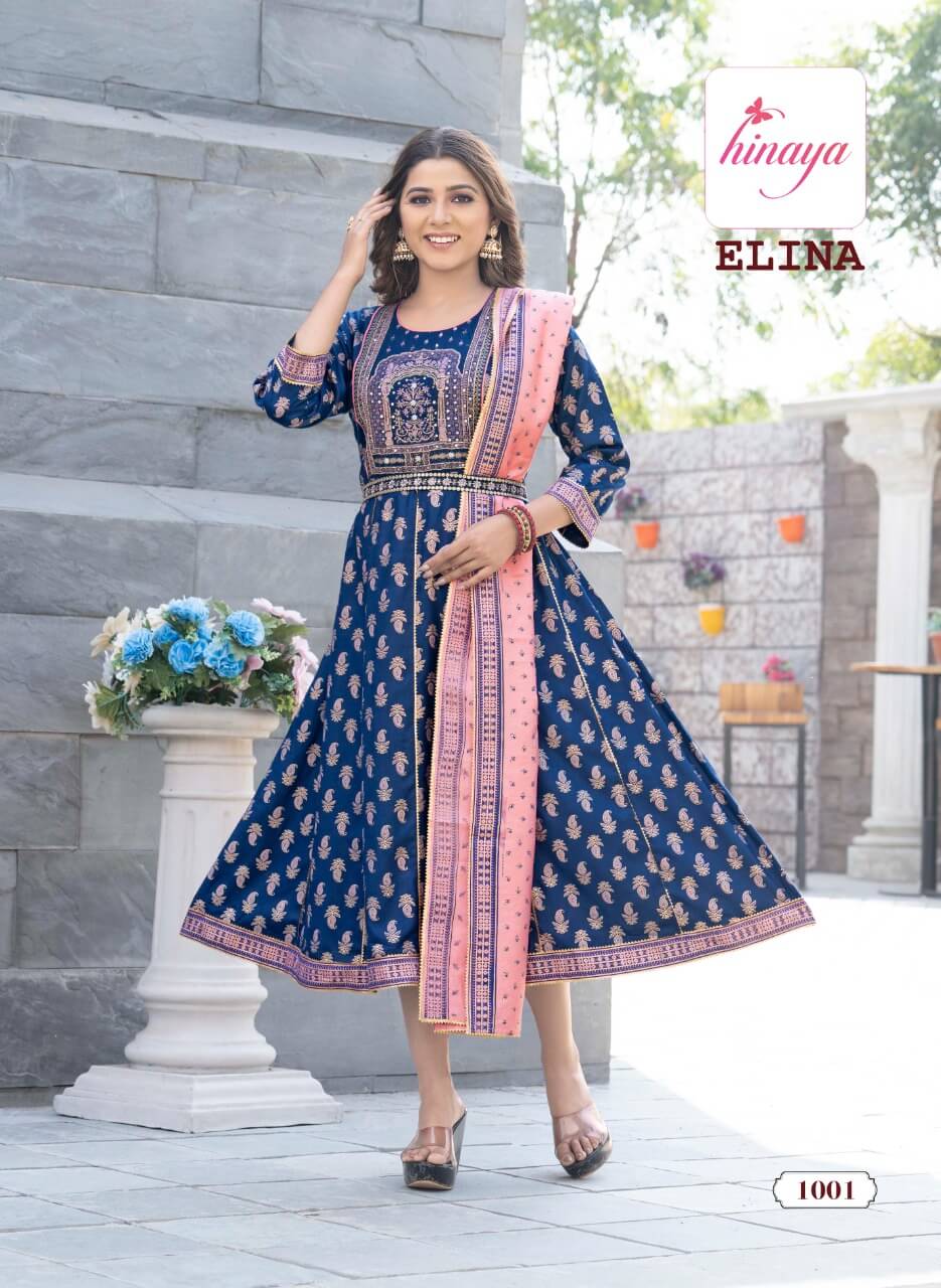 Hinaya Elina Vol 1 Heavy Festive Wear Wholesale Anarkali Kurtis With Dupatta Catalog